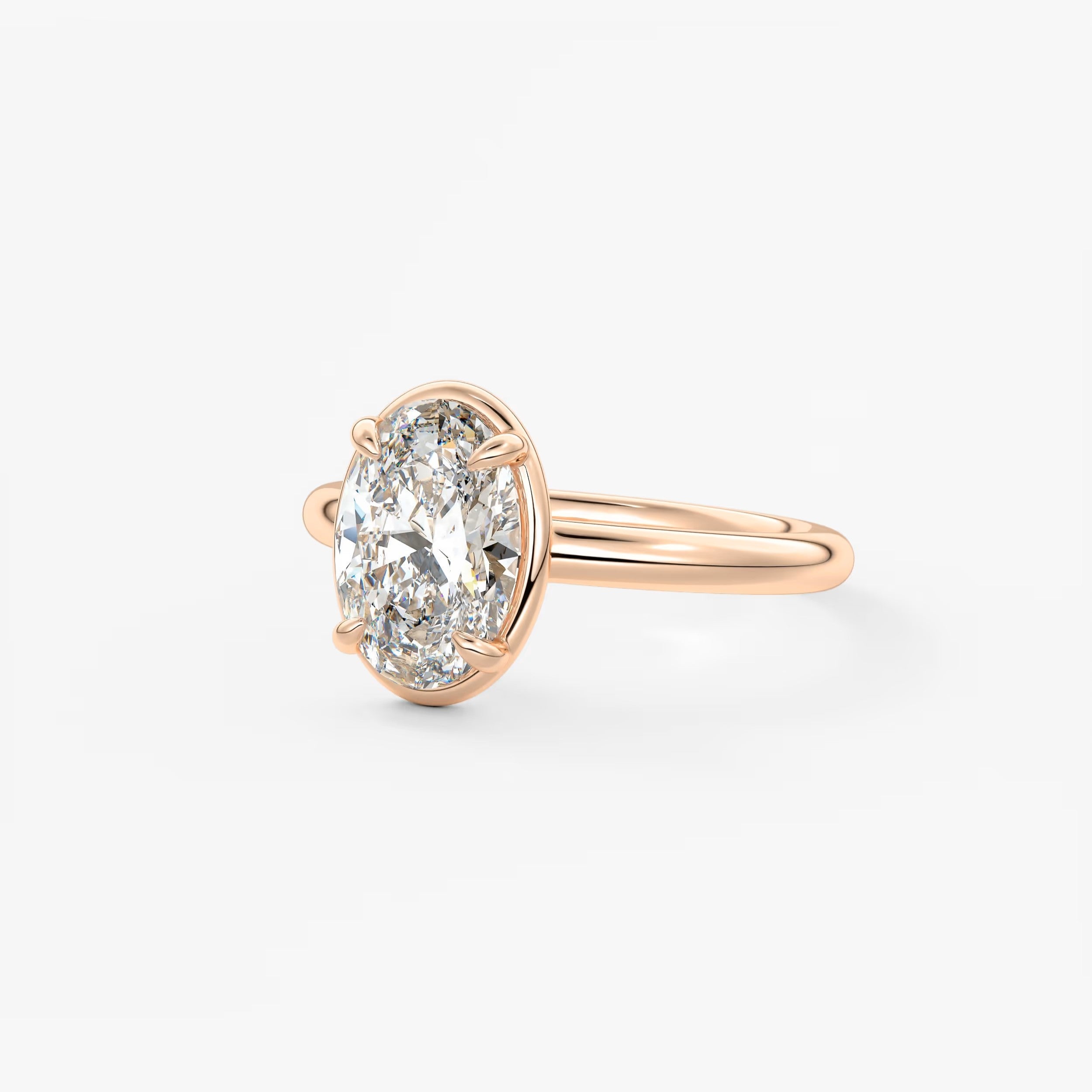 Custom made taylor oval bezel engagement ring – lab diamond or moissanite