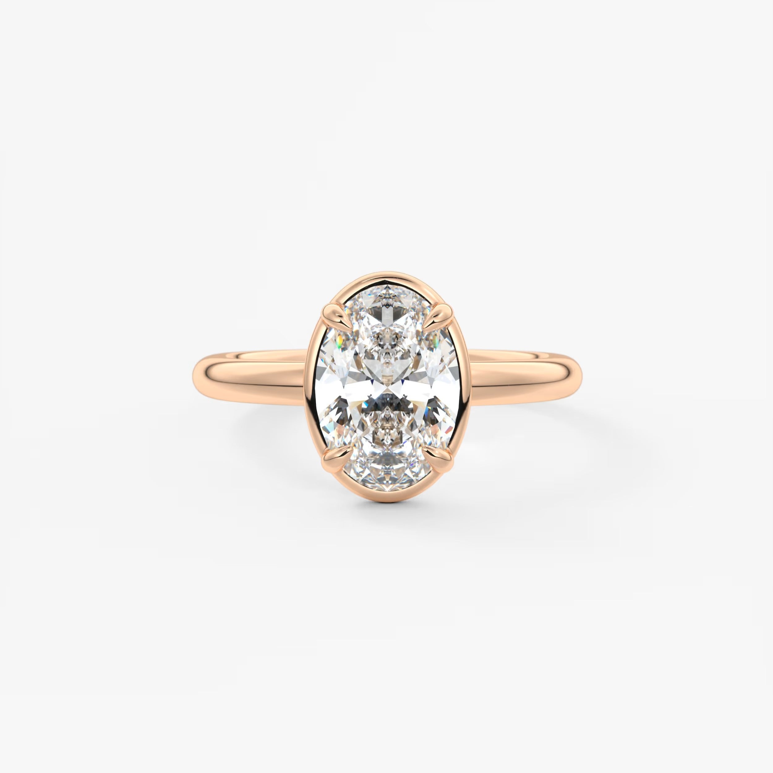 Custom made taylor oval bezel engagement ring – lab diamond or moissanite