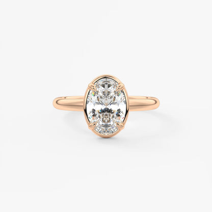 Custom made taylor oval bezel engagement ring – lab diamond or moissanite