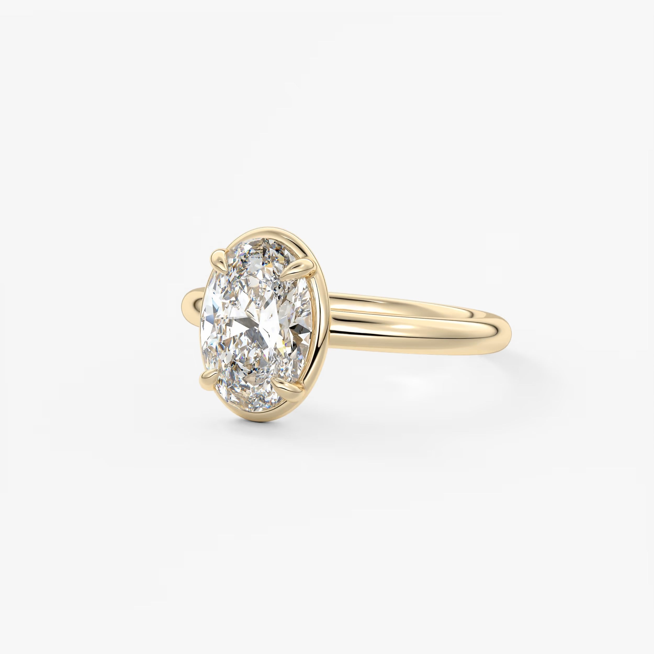 Custom made taylor oval bezel engagement ring – lab diamond or moissanite