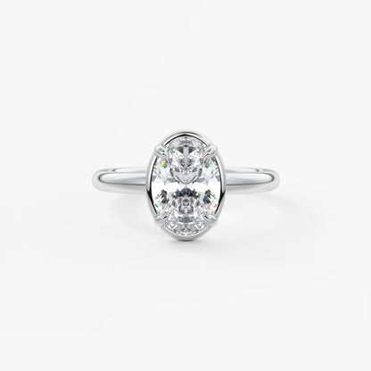 Custom made taylor oval bezel engagement ring – lab diamond or moissanite