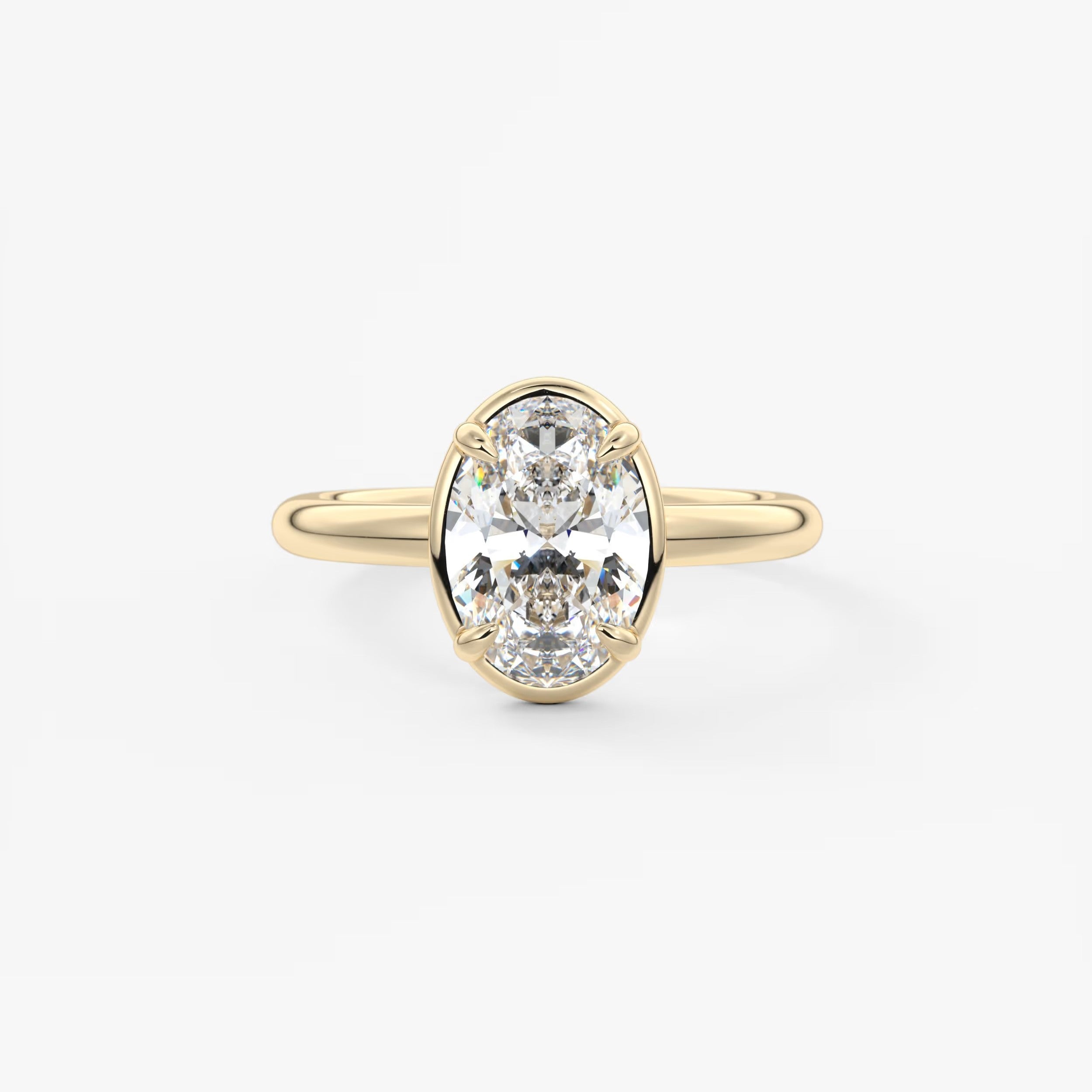 Custom made taylor oval bezel engagement ring – lab diamond or moissanite