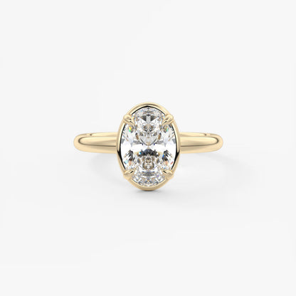 Custom made taylor oval bezel engagement ring – lab diamond or moissanite