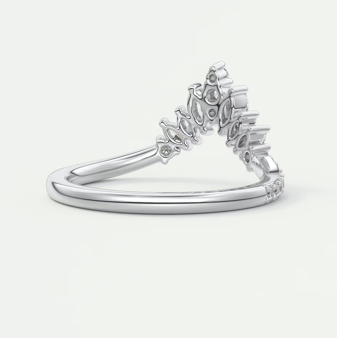 Custom made valencia round chevron wedding band | lab grown or natural diamond