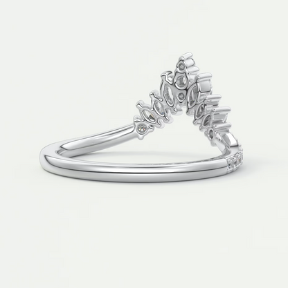 Custom made valencia round chevron wedding band | lab grown or natural diamond