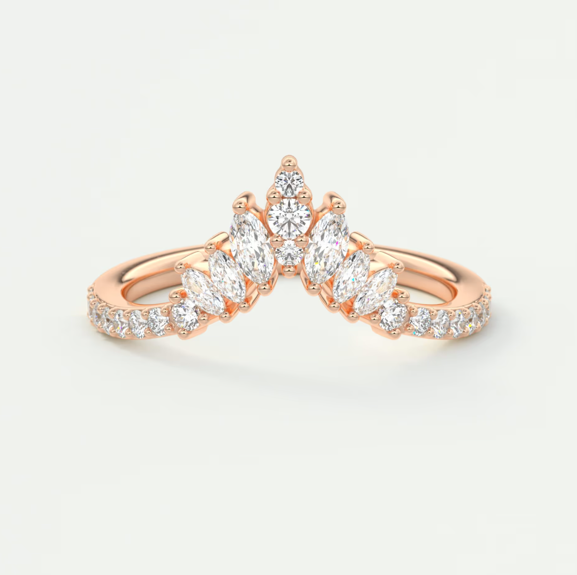 Custom made valencia round chevron wedding band | lab grown or natural diamond