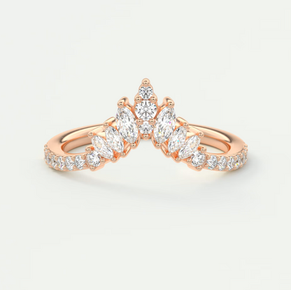 Custom made valencia round chevron wedding band | lab grown or natural diamond