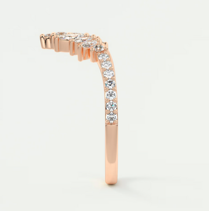 Custom made valencia round chevron wedding band | lab grown or natural diamond