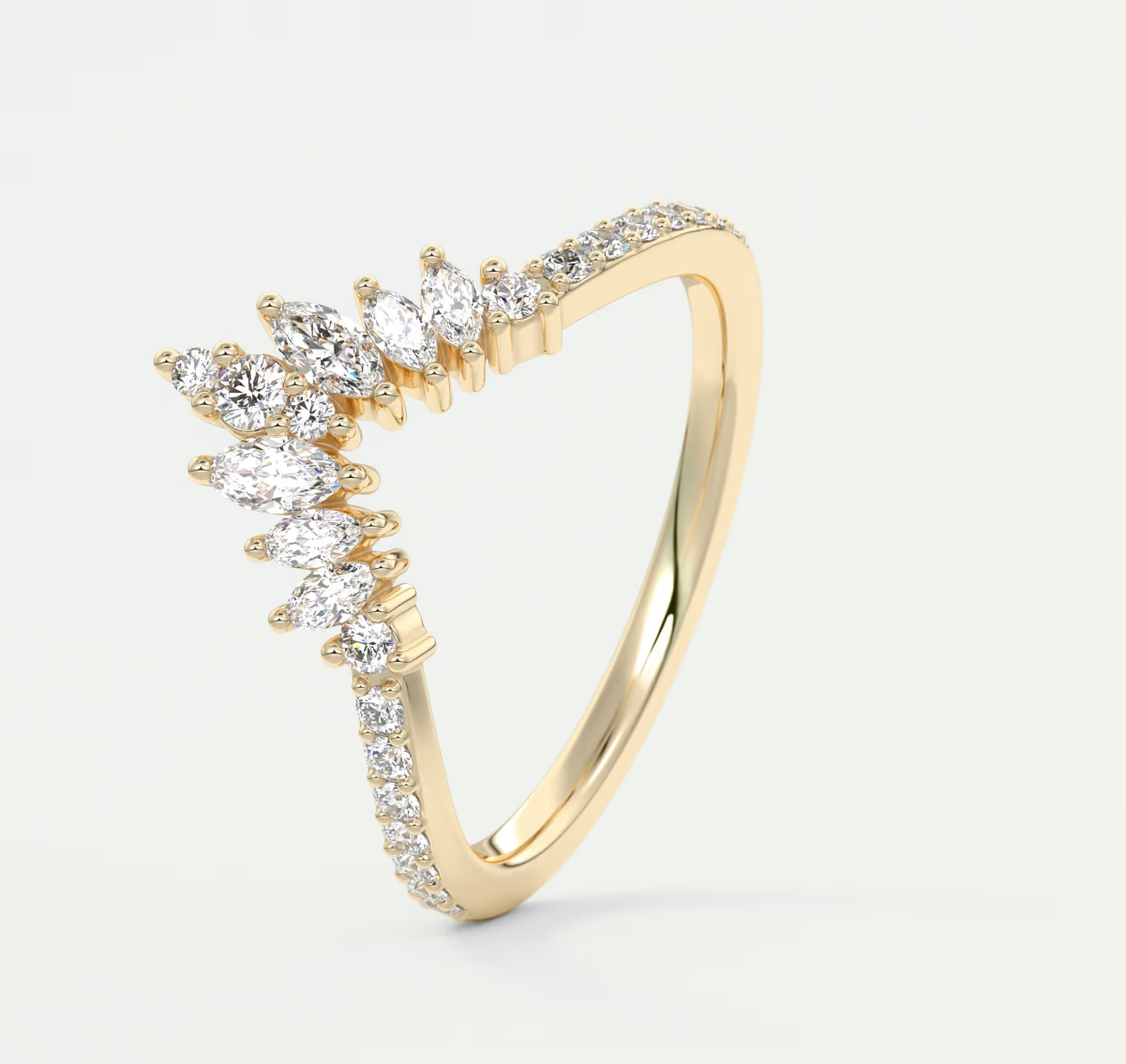 Custom made valencia round chevron wedding band | lab grown or natural diamond