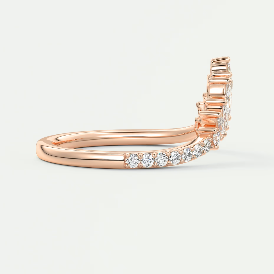 Custom made valencia round chevron wedding band | lab grown or natural diamond