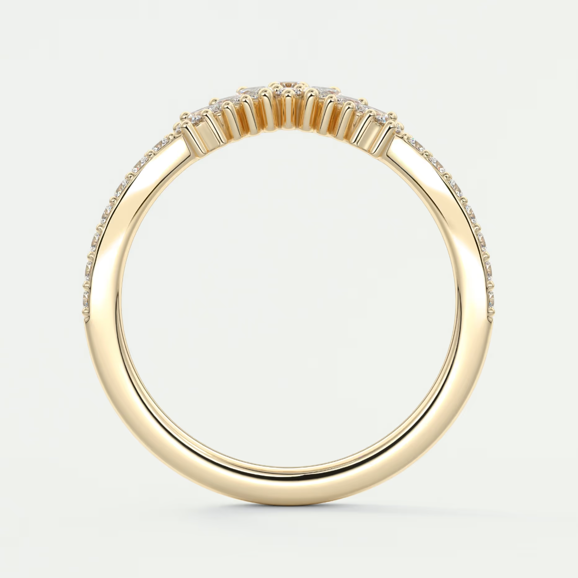 Custom made valencia round chevron wedding band | lab grown or natural diamond