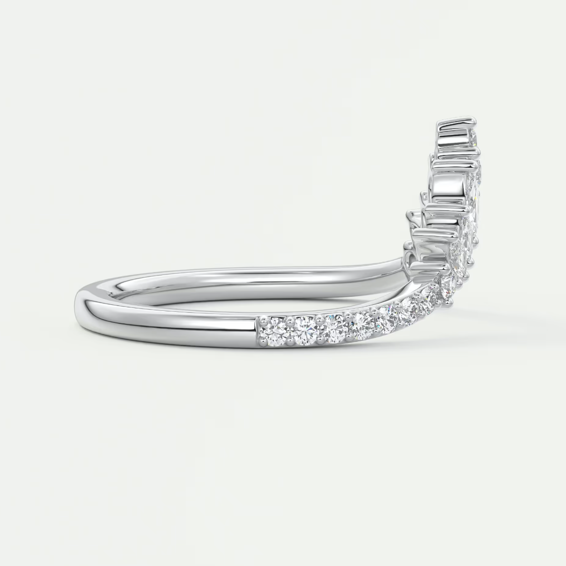 Custom made valencia round chevron wedding band | lab grown or natural diamond