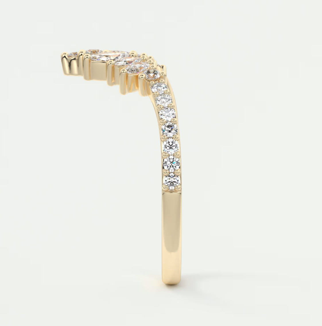 Custom made valencia round chevron wedding band | lab grown or natural diamond