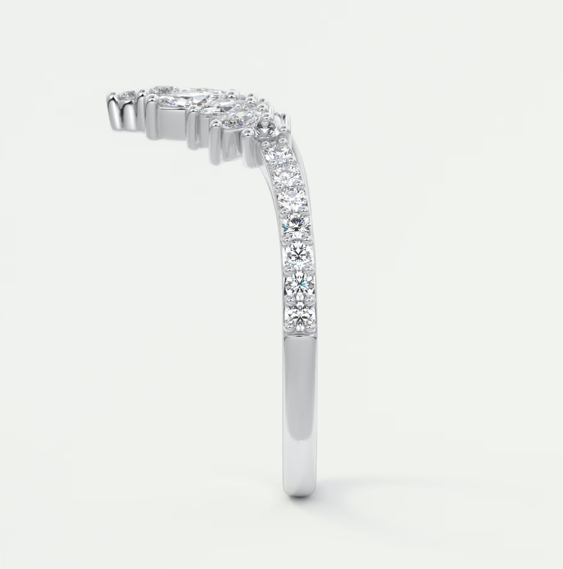 Custom made valencia round chevron wedding band | lab grown or natural diamond