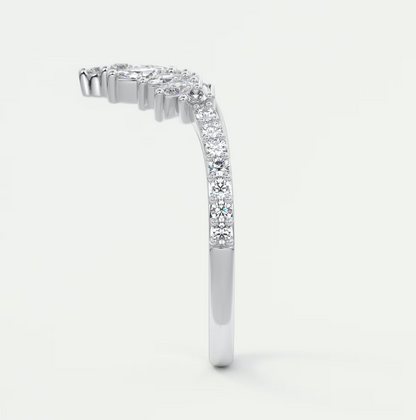 Custom made valencia round chevron wedding band | lab grown or natural diamond