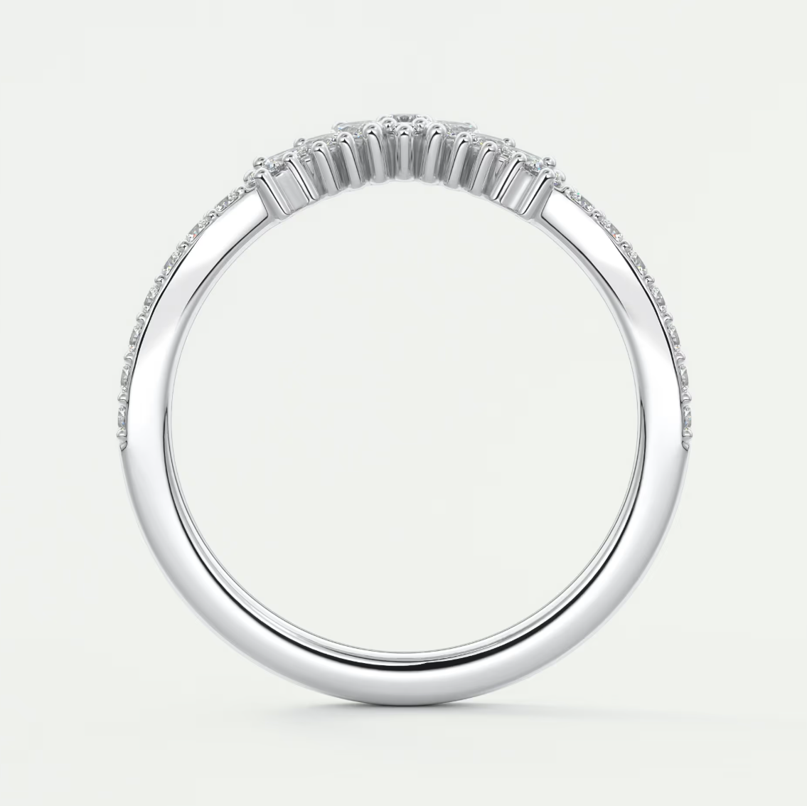 Custom made valencia round chevron wedding band | lab grown or natural diamond