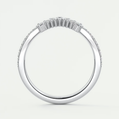 Custom made valencia round chevron wedding band | lab grown or natural diamond