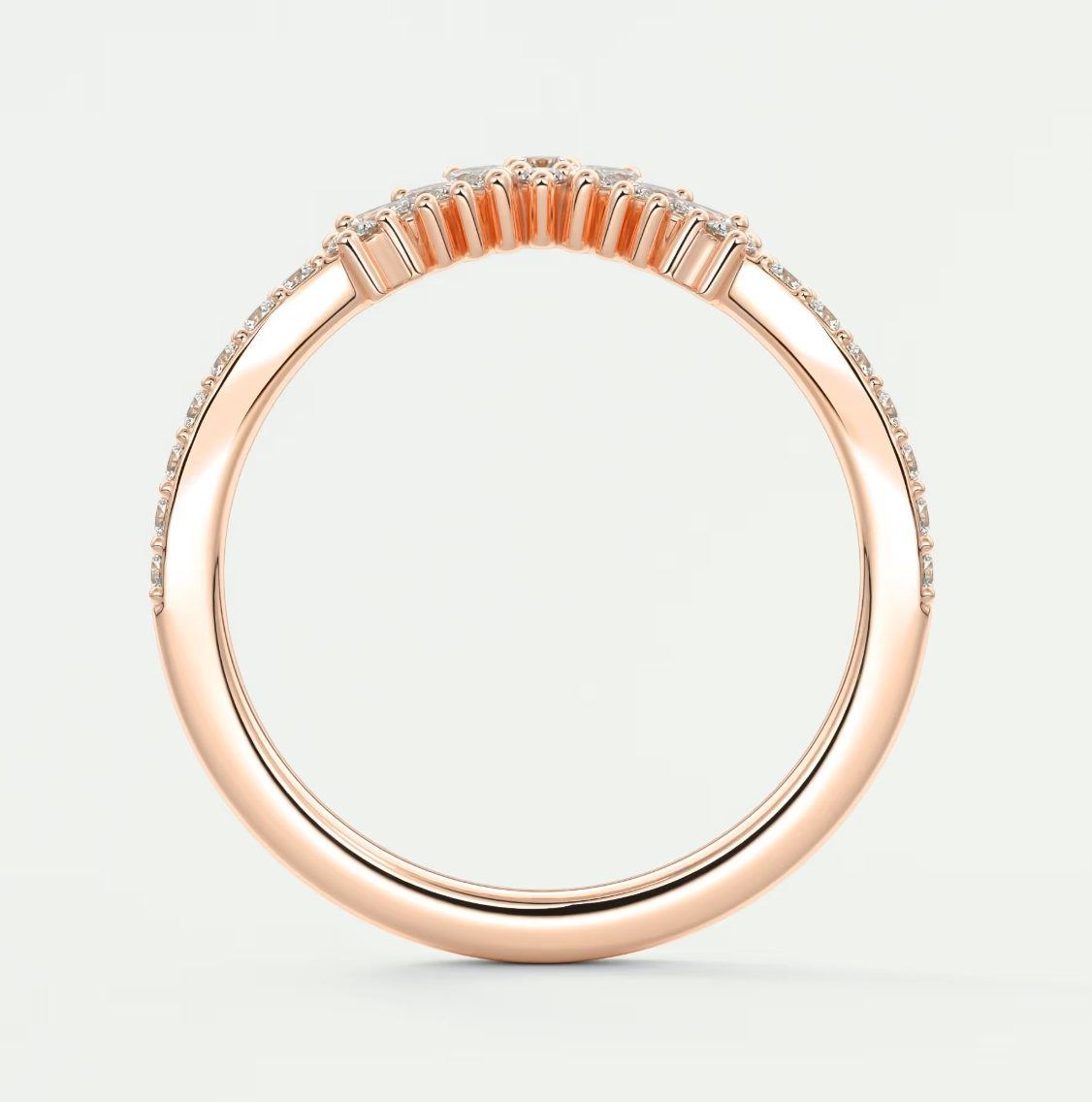 Custom made valencia round chevron wedding band | lab grown or natural diamond