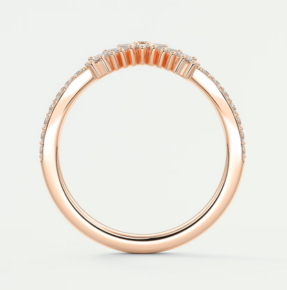 Custom made valencia round chevron wedding band | lab grown or natural diamond