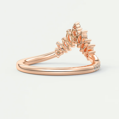 Custom made valencia round chevron wedding band | lab grown or natural diamond