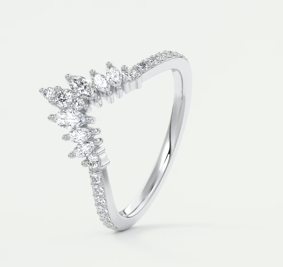 Custom made valencia round chevron wedding band | lab grown or natural diamond