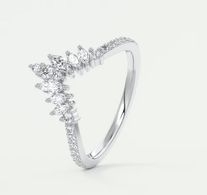 Custom made valencia round chevron wedding band | lab grown or natural diamond