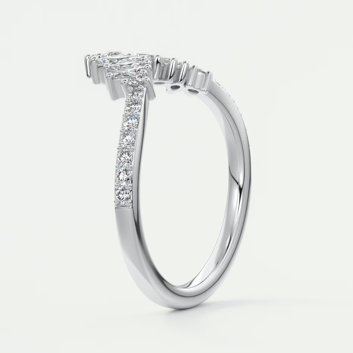 Custom made valencia round chevron wedding band | lab grown or natural diamond