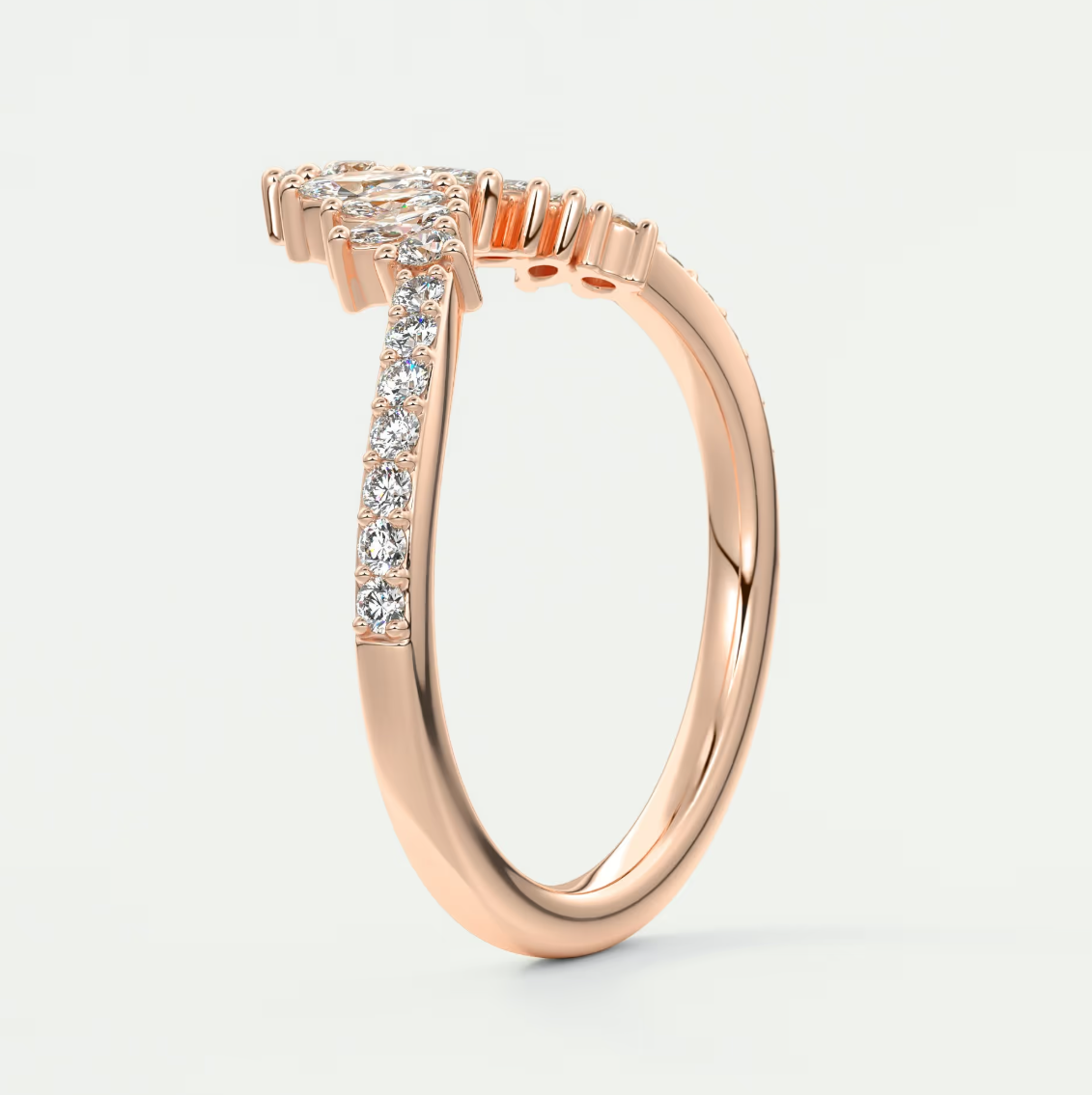 Custom made valencia round chevron wedding band | lab grown or natural diamond