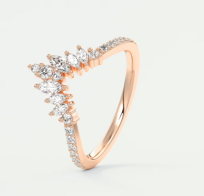 Custom made valencia round chevron wedding band | lab grown or natural diamond