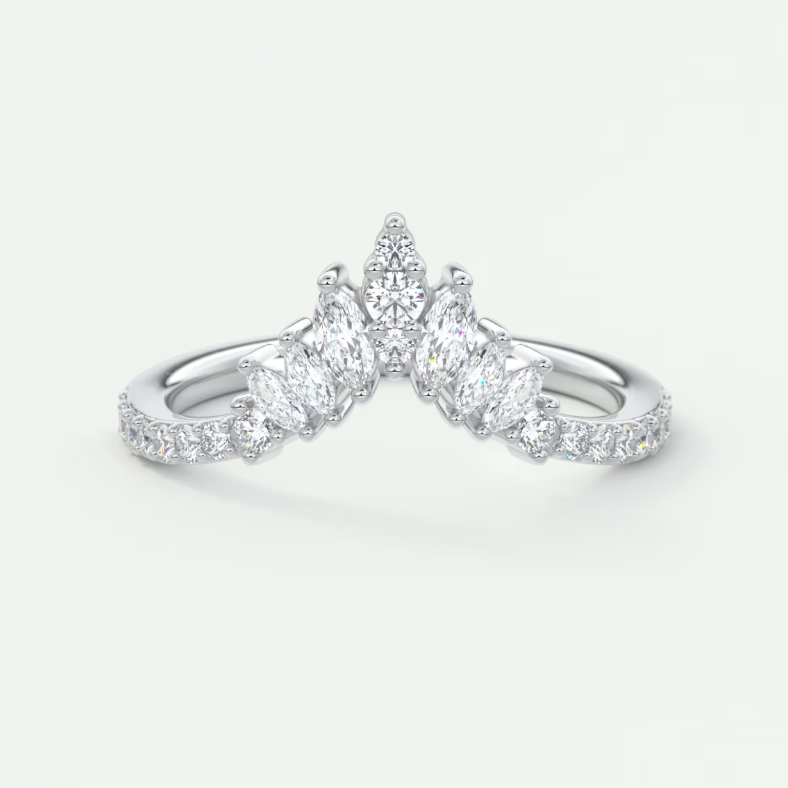 Custom made valencia round chevron wedding band | lab grown or natural diamond