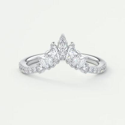 Custom made valencia round chevron wedding band | lab grown or natural diamond