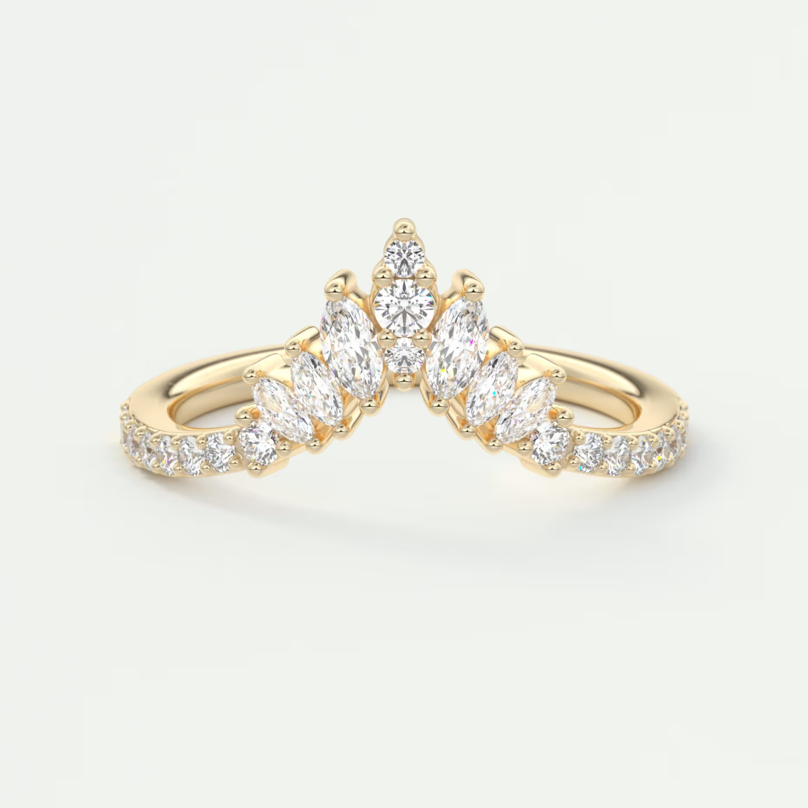 Custom made valencia round chevron wedding band | lab grown or natural diamond