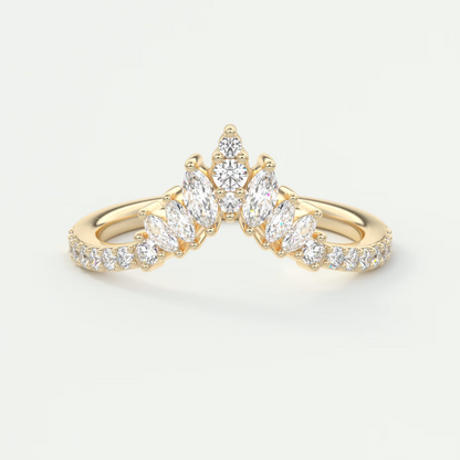 Custom made valencia round chevron wedding band | lab grown or natural diamond