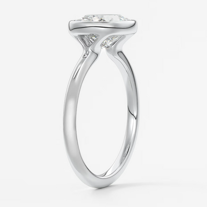 Custom made véda east-west cushion bezel engagement ring | lab diamond or moissanite –