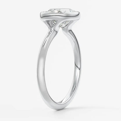 Custom made véda east-west cushion bezel engagement ring | lab diamond or moissanite –