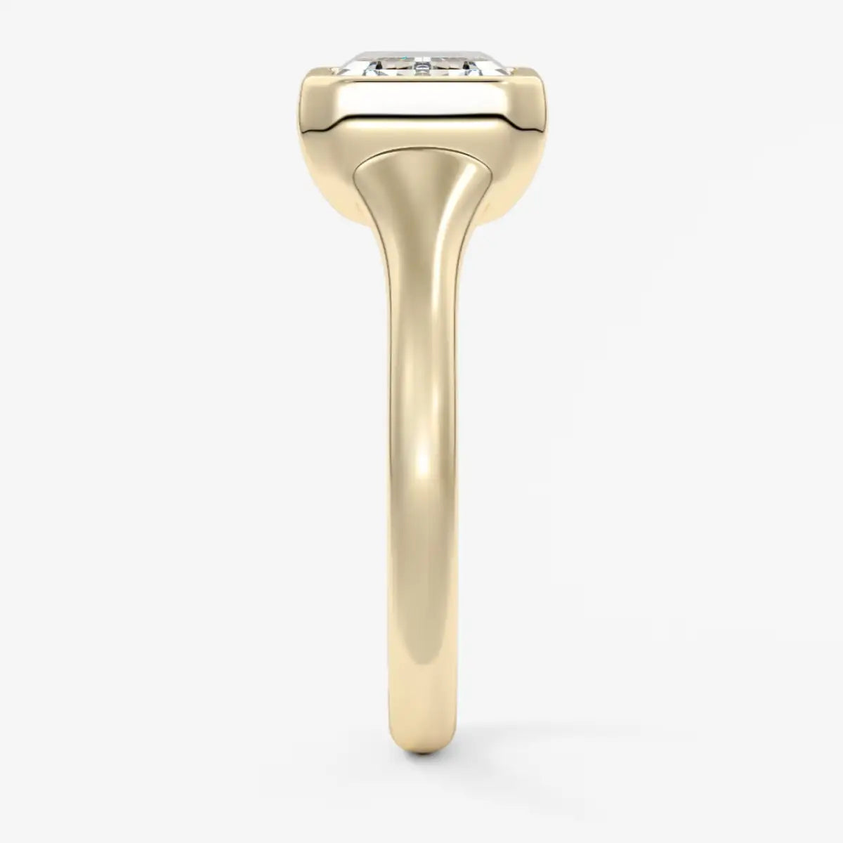 18k yellow gold engagement ring with a square diamond.