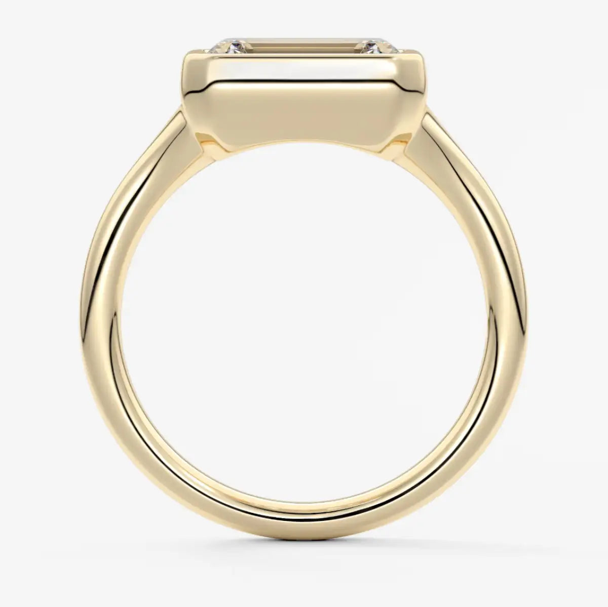 18k yellow gold emerald cut diamond engagement ring.