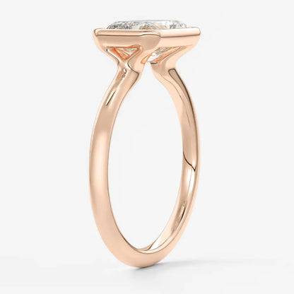 Custom made véda east-west radiant bezel engagement ring | lab diamond or moissanite –