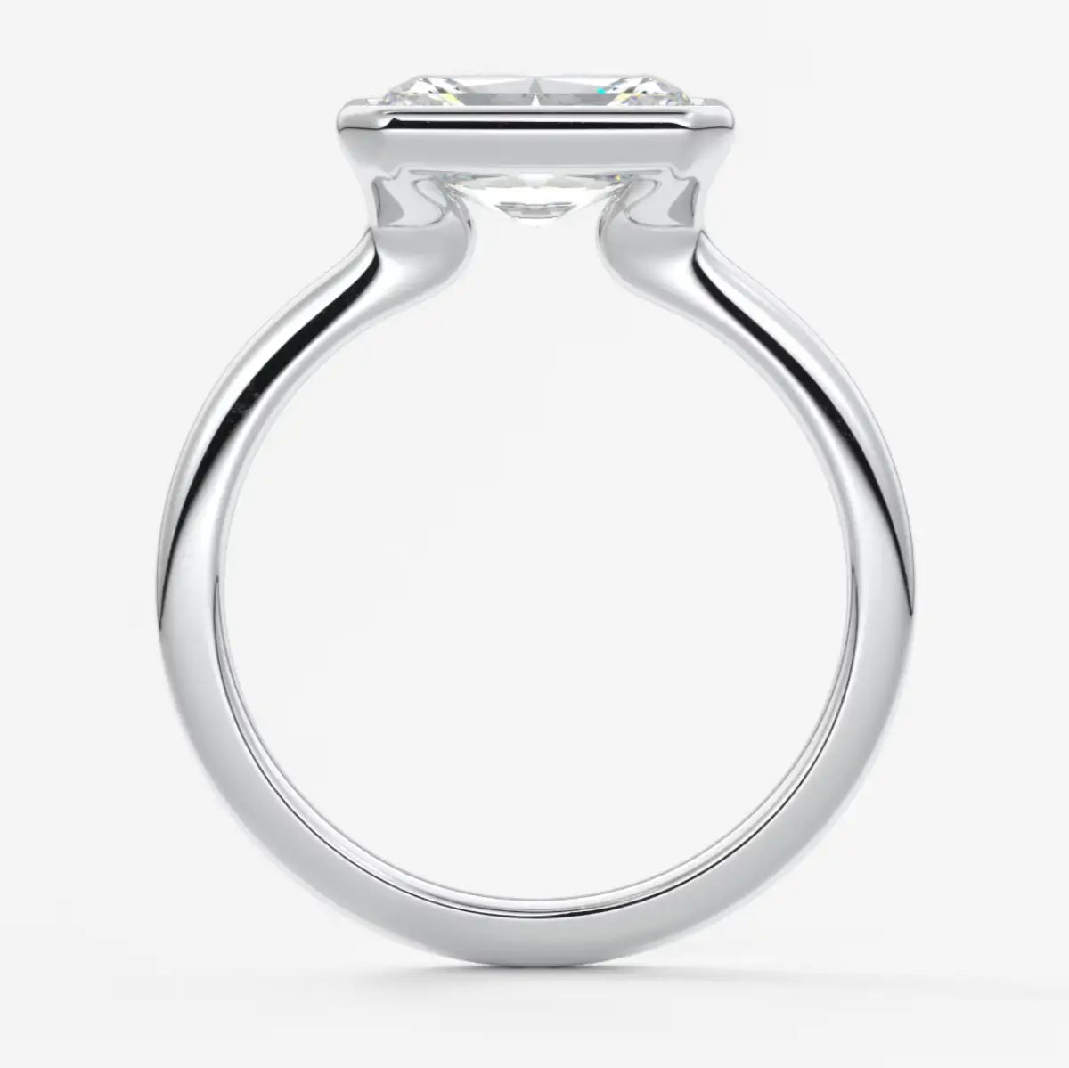 Custom made véda east-west radiant bezel engagement ring | lab diamond or moissanite –