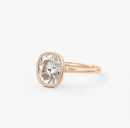 Custom made veda elongated cushion engagement ring lab diamond or moissanite|