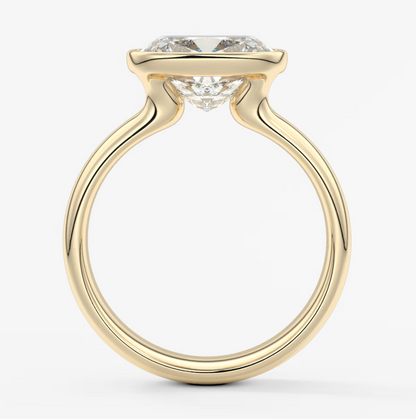 Custom made véda grande elongated cushion east-west bezel ring | diamond lab