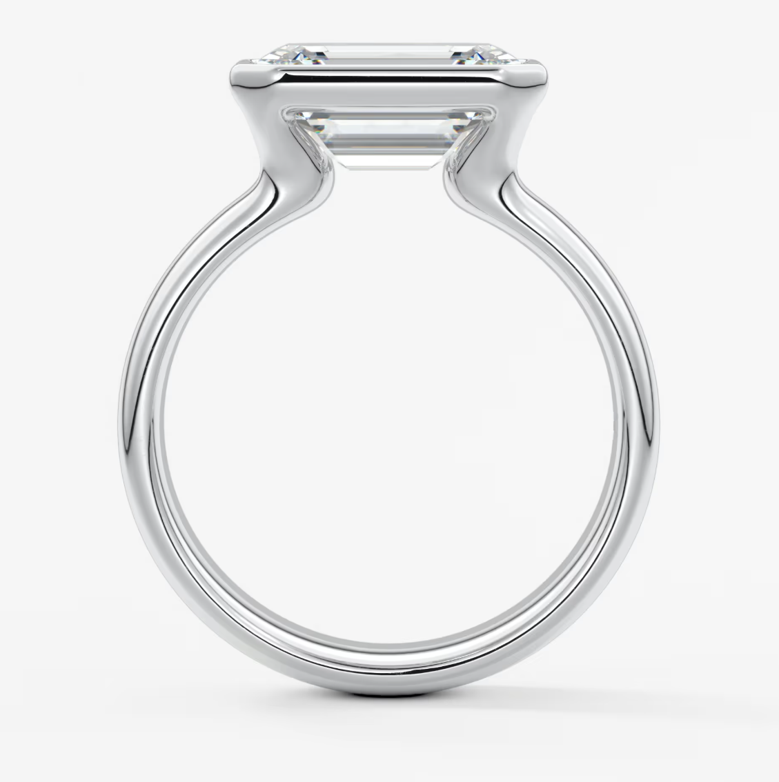 Custom made véda grande east-west emerald bezel ring | wide band | diamond lab