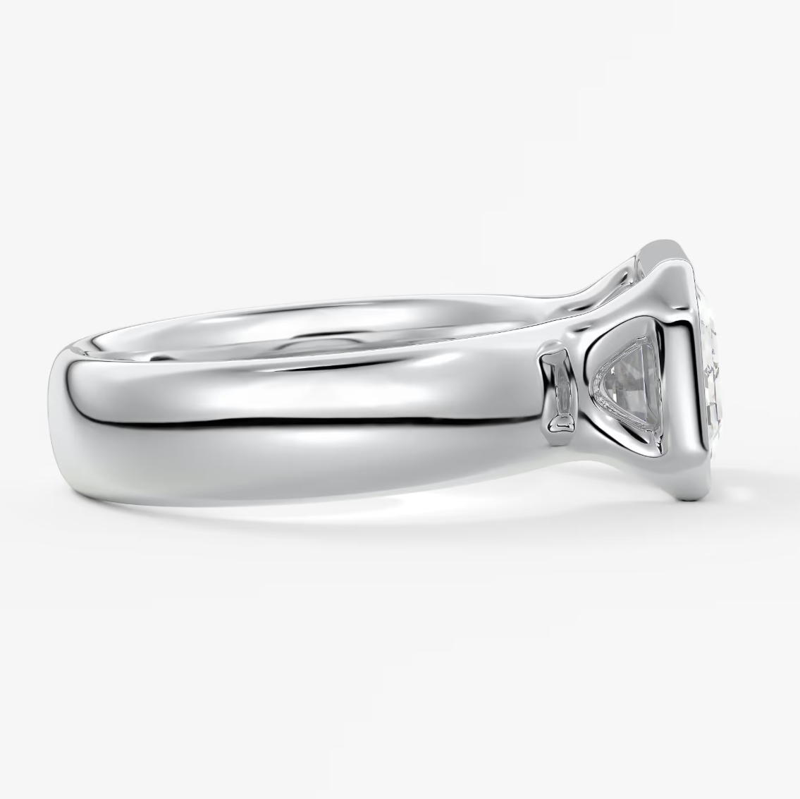 Custom made véda grande east-west emerald bezel ring | wide band | diamond lab