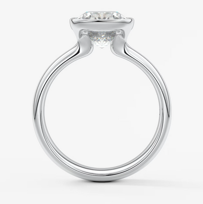 Custom made véda grande elongated cushion bezel ring | wide band | diamond lab