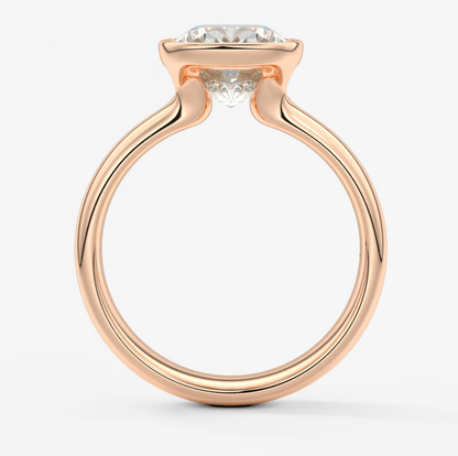 Custom made véda grande elongated cushion bezel ring | wide band | diamond lab