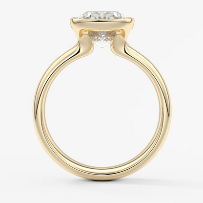 Custom made véda grande elongated cushion bezel ring | wide band | diamond lab