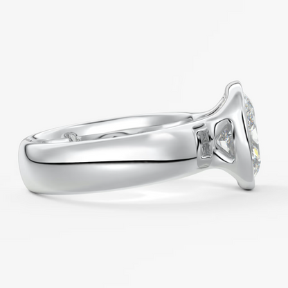 Custom made véda grande elongated cushion bezel ring | wide band | diamond lab