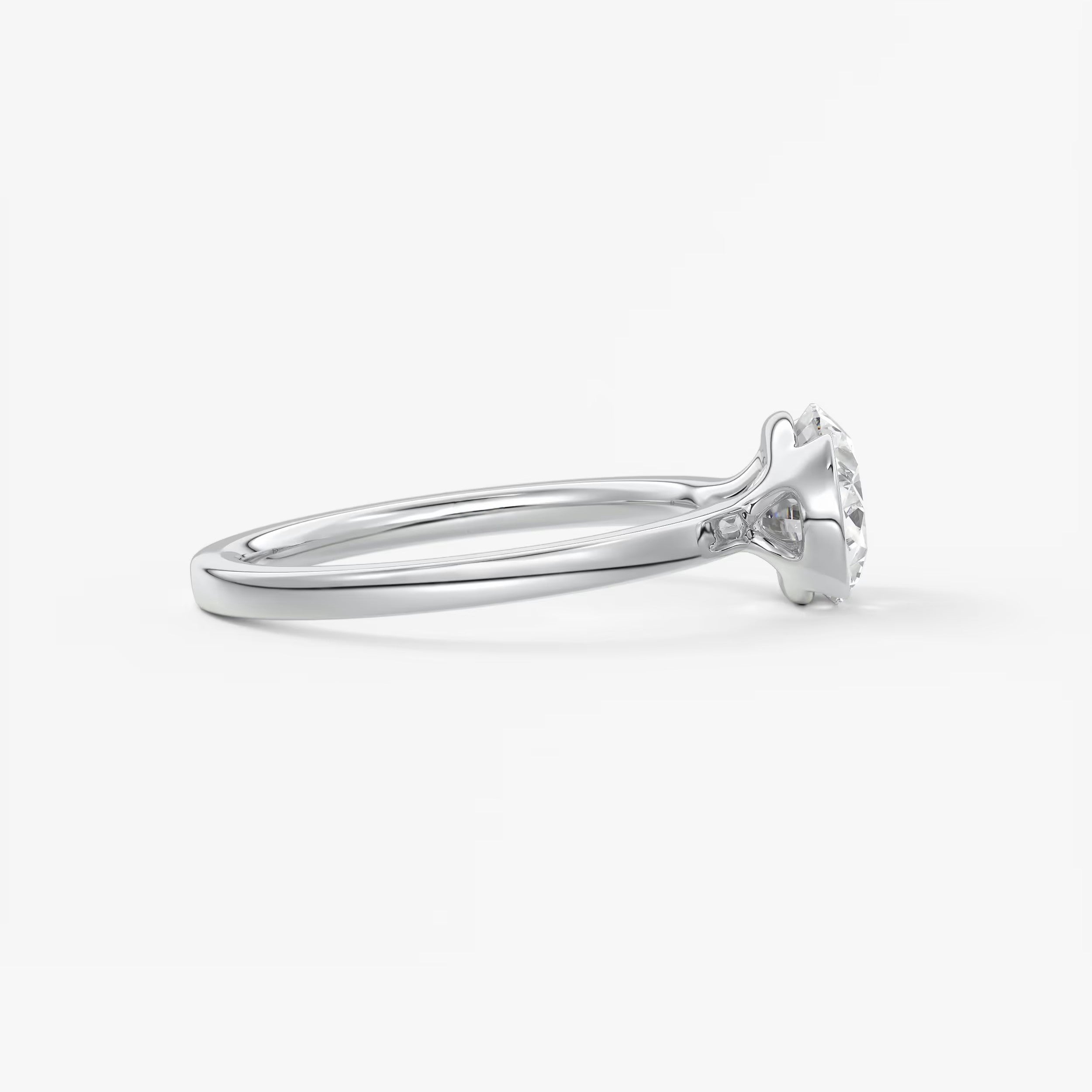 Alosta Oval East-West Half Bezel Engagement Ring – Lab Diamond or Moissanite