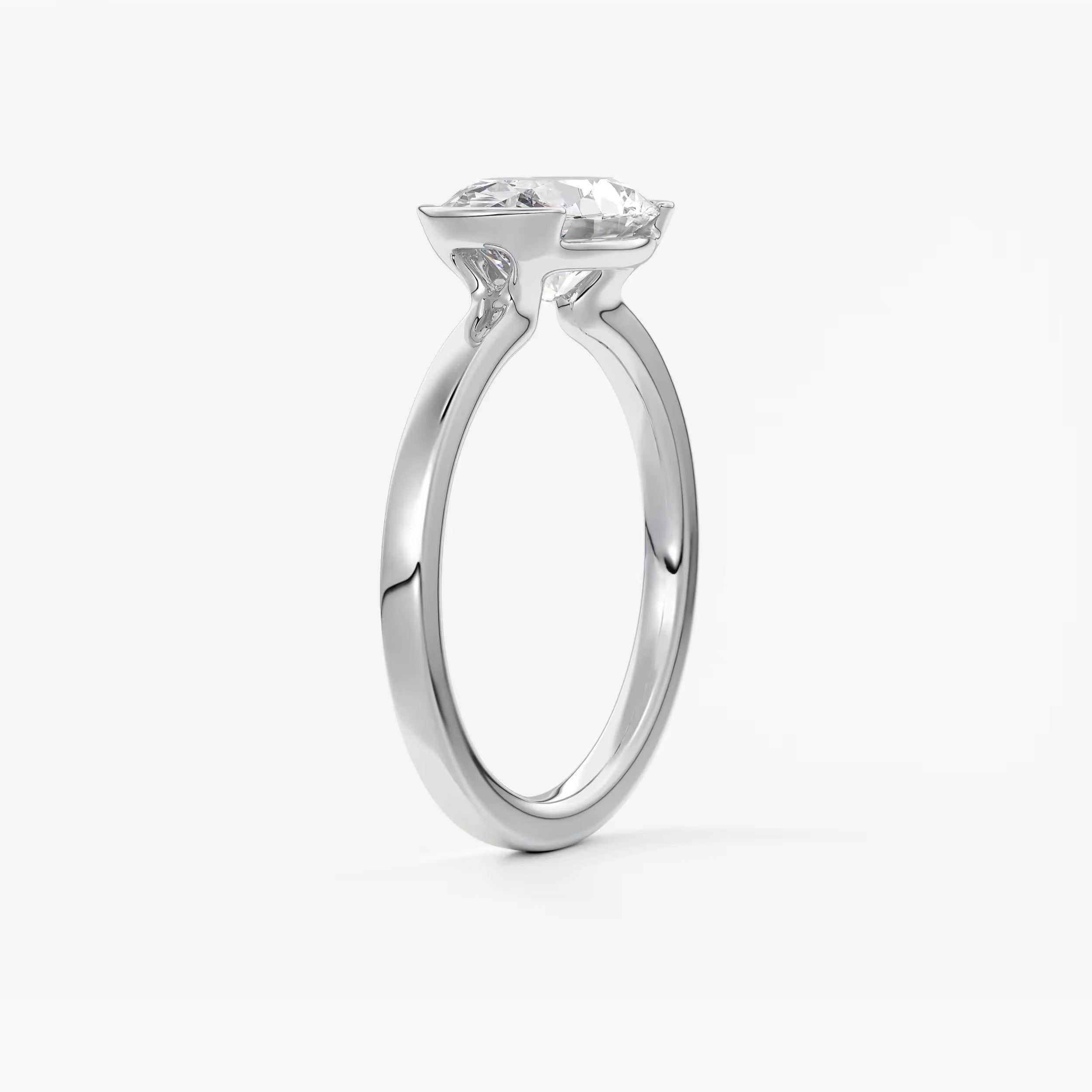 Alosta Oval East-West Half Bezel Engagement Ring – Lab Diamond or Moissanite