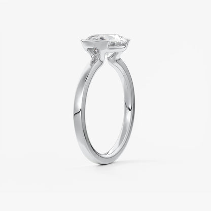 Alosta Oval East-West Half Bezel Engagement Ring – Lab Diamond or Moissanite